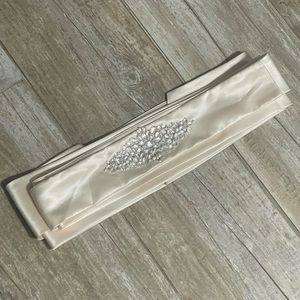 Crystal embellished ivory bridal sash